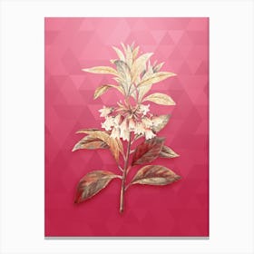 Vintage Chinese New Year Flower Botanical in Gold on Viva Magenta n.0637 Canvas Print