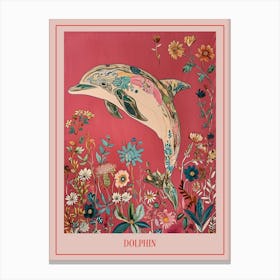 Floral Animal Painting Dolphin 2 Poster Canvas Print