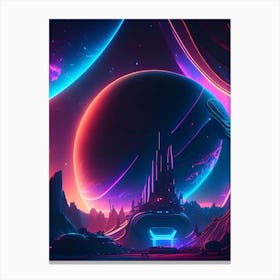 Celestial Neon Nights Space Canvas Print