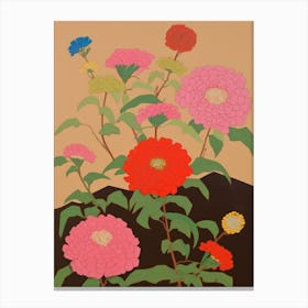 Zinnias Flower Big Bold Illustration 3 Canvas Print