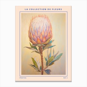 Protea 2 French Flower Botanical Poster Canvas Print