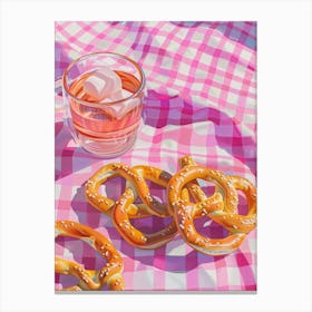 Pink Breakfast Food Pretzels 2 Canvas Print