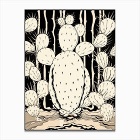 B&W Cactus Illustration Opuntia Fragilis 2 Canvas Print