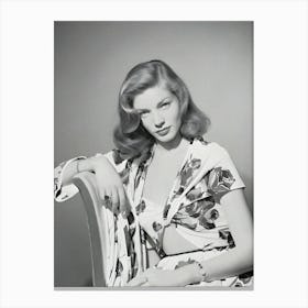 American Screen Star Lauren Bacall Wearing A Floral Blouse Canvas Print