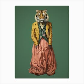 Tiger Illustrations Wearing A Maxi Dress 3 Canvas Print