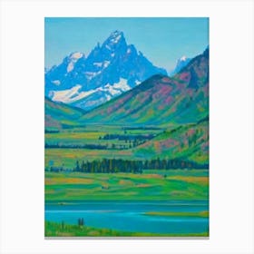 Grand Teton National Park United States Of America Blue Oil Painting 1  Canvas Print