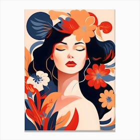 Woman With Flowers In Her Hair Canvas Print