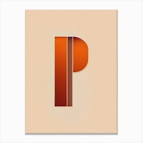 P, Letter, Alphabet Retro Minimal 1 Canvas Print
