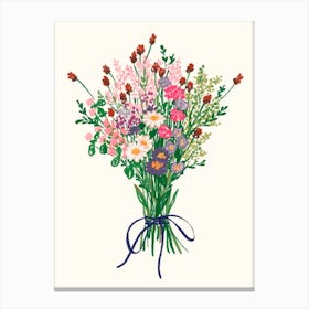 Wild Flowers Bouquet. Pencil Sketch Canvas Print
