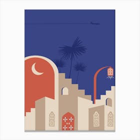 Islamic City. Boho, Boho decor: Egypt, Morocco night poster. Moon Canvas Print