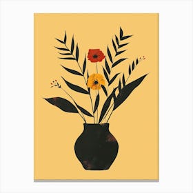 Flowers In A Vase, Minimalism Canvas Print