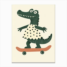 Nursery crocodyle on skateboard Canvas Print