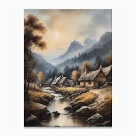 In The Wake Of The Mountain A Classic Painting Of A Village Scene (40) Canvas Print