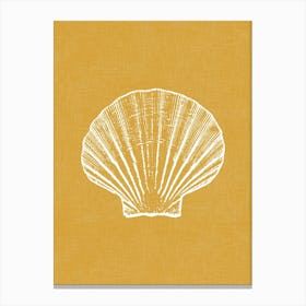 Vintage Sea Shell Silhouette In Mustard Yellow Canvas Print