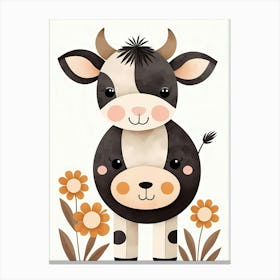 Floral Cute Baby Cow Nursery (21) Canvas Print