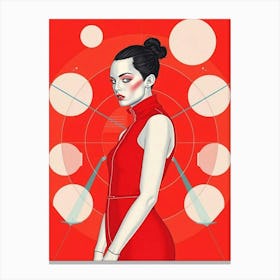 Sexy Woman In Red Dress Canvas Print