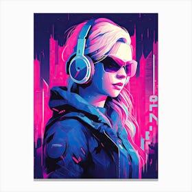 Girl With Headphones Canvas Print