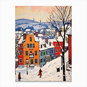Winter Snow Quebec City   Canada Snow Illustration 2 Canvas Print