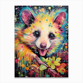  A Curious Possum Vibrant Paint Splash 4 Canvas Print