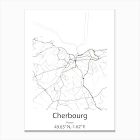 Cherbourg,France Minimalist Map Canvas Print