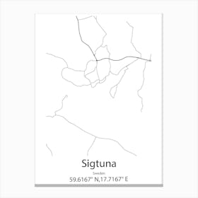 Sigtuna,Sweden Minimalist Map Canvas Print