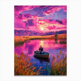 Sunset In A Boat Canvas Print