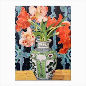 Flowers In A Vase Still Life Painting Gladiolus 1 Canvas Print