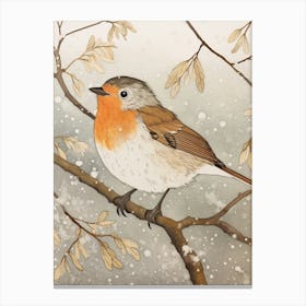 Bird Illustration Robin 2 Canvas Print