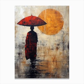 Chines Monk With Umbrella, Minimalism Canvas Print