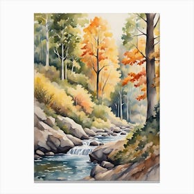 Watercolor Of A Stream 7 Canvas Print