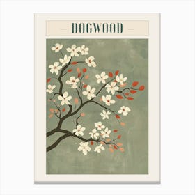 Dogwood Tree Minimal Japandi Illustration 1 Poster Canvas Print