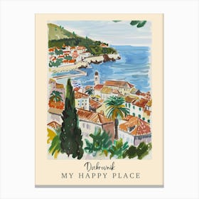My Happy Place Dubrovnik 5 Travel Poster Canvas Print
