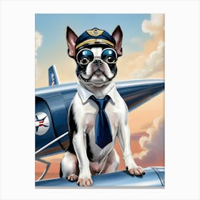 Boston Terrier Pilot-Reimagined 13 Canvas Print