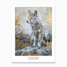 Coyote Precisionist Illustration 1 Poster Canvas Print