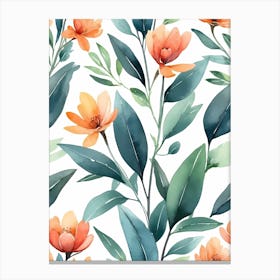 Watercolor Floral Pattern 7 Canvas Print