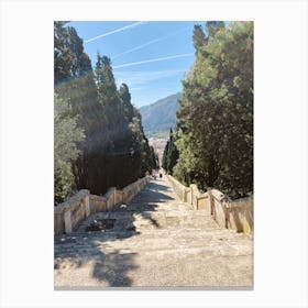 Stairs Leading Up To A Castle Canvas Print