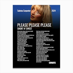 Please Please Please Sabrina Carpenter - Lyrics Poster Canvas Print