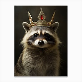 Vintage Portrait Of A Honduran Raccoon Wearing A Crown 3 Canvas Print