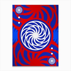 Geometric Abstract Glyph in White on Red and Blue Array n.0082 Canvas Print