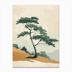 Yew Tree Minimal Japandi Illustration 3 Canvas Print