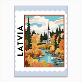 Latvia 3 Travel Stamp Poster Canvas Print