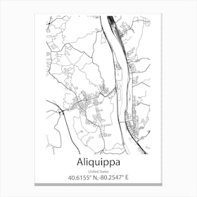 Aliquippa,United States Minimalist Map Canvas Print