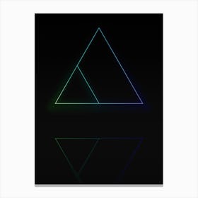 Neon Blue and Green Abstract Geometric Glyph on Black n.0240 Canvas Print