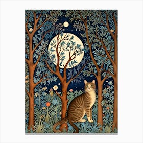 William Morris Cat In The Moonlight 4 Canvas Print