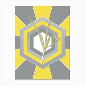 Vintage Gladiolus Inclinatus Botanical Geometric Art in Yellow and Gray n.423 Canvas Print
