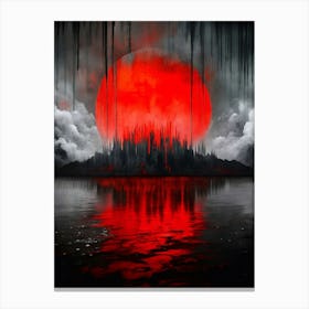 Red Moon In The Water Canvas Print