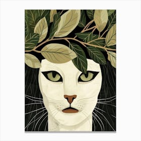 Cat With Leaves On Her Head Canvas Print