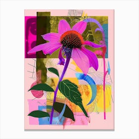Coneflower 1 Neon Flower Collage Canvas Print