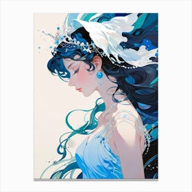 Girl With Blue Hair 5 Canvas Print