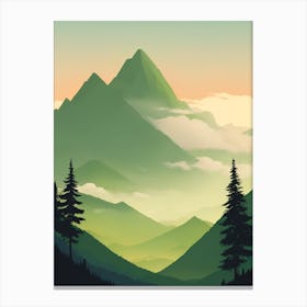 Misty Mountains Vertical Composition In Green Tone 204 Canvas Print